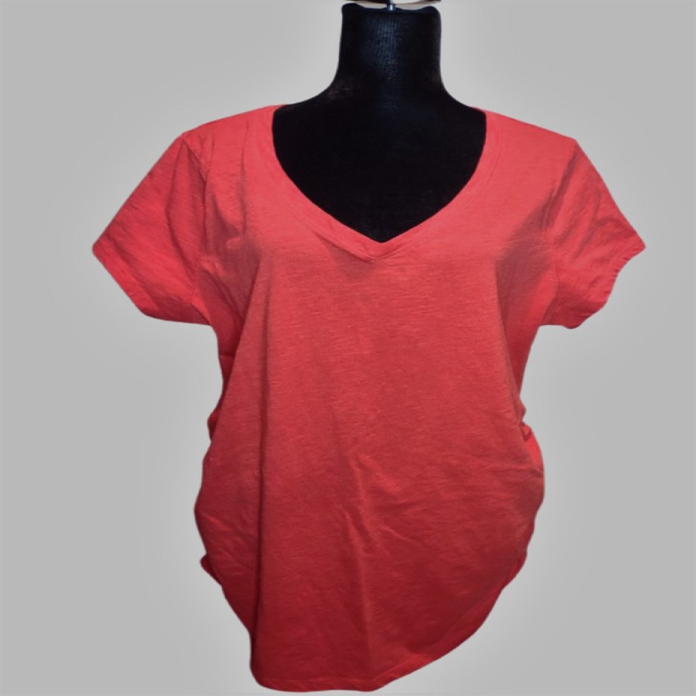 Cute A:glow Maternity ruched T-shirt Top XXL coral pink - Picture 3 of 8